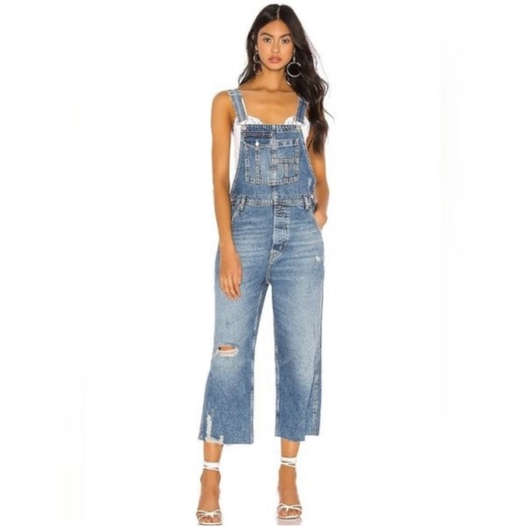 Free People Pants - Free People - We The Free Baggy Boyfriend Overalls Dutchess Blue size 27